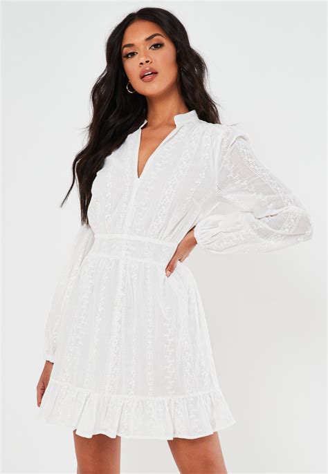 White Broderie Anglaise Frill Hem Dress | Missguided