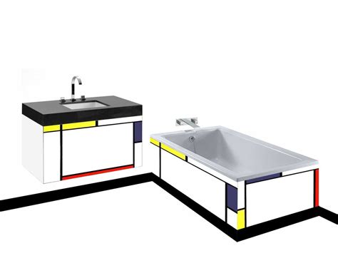De Stijl Movement Piet Mondrian Tiled Bathroom And Vanity Unit Bathroom