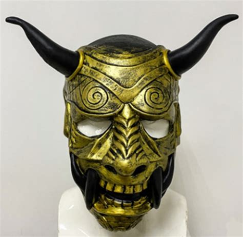 Halloween Japanese Hannya Demon Oni Samurai Noh Kabuki Prajna Devil Mask LatexAP Hannya Demon