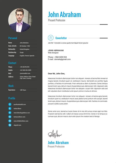 professional resume template cover design  indd