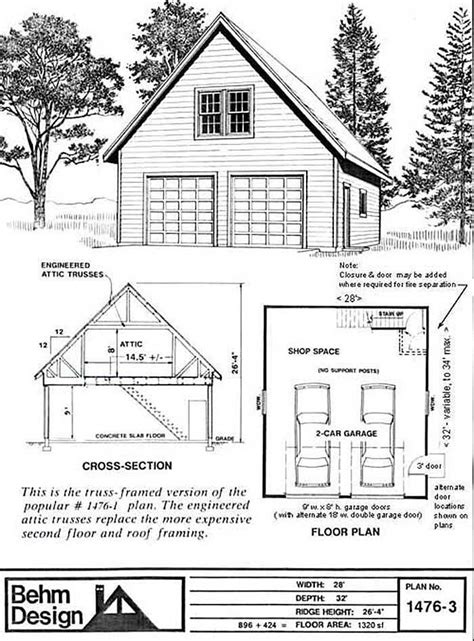 The Plans For A Two Car Garage Are Shown In Black And White With