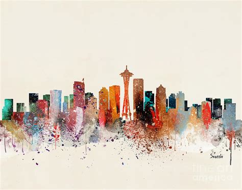 Seattle Skyline Painting By Bri Buckley Pixels