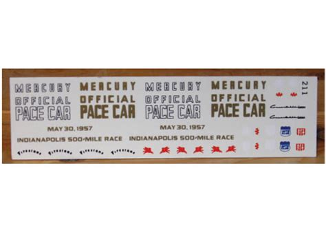 Fred Cady 211 1957 Mercury Indy Pace Car Fred Cady Street Car Decals