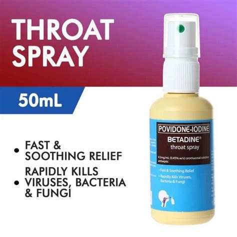 Sore Throat Spray Betadine Relief Sore Throat Mouth Ulcers 50ml X 2 5