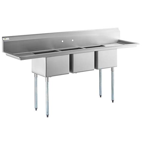 Regency 91 16 Gauge Stainless Steel Three Compartment Commercial Sink