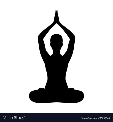 Silhouette Woman Doing Yoga Lotus Pose Royalty Free Vector