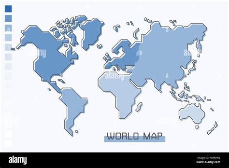 World Map Blue Gradient Color With Modern Simple Cartoon Line Design