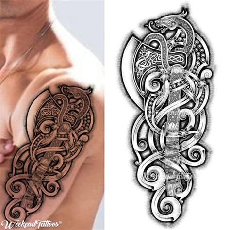 Tatuaje Temporal Tribal Vikingo Vikingo Nórdico Hacha Etsy In 2020
