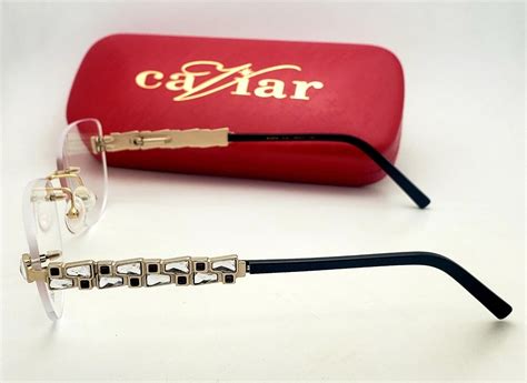Caviar Eyeglasses M 2374 C21 54 17 130 Gold Rimless Frames Swarovski Crystals Ebay