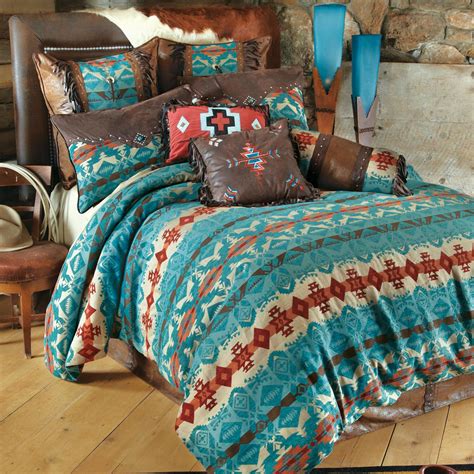 Bed made of wood, veneer and engineered wood. Western Bedding: King Size Cerrillos Hills Turquoise Bed ...