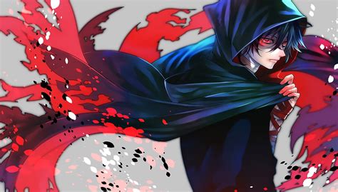 Image of pierrot vocaloid song anime niconico anime boy black. Anime boy with red eyes blue hair wallpaper | 1900x1080 ...