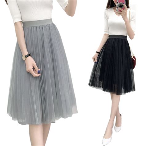 Buy 2018 New Korean Style Summer Women High Waisted Pleated Lace Black Skirts
