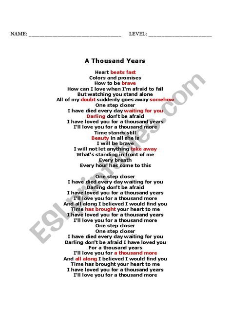 A Thousand Years Letra