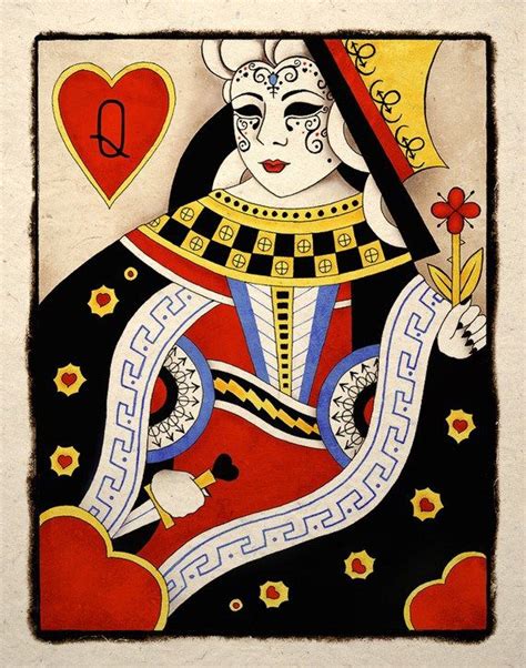 Playing Card Art The Queen Of Hearts By Tigerhouseart Card Art