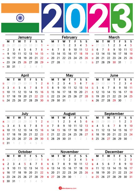 Calendar 2023 India With Holidays And Festivals Calendar Printables