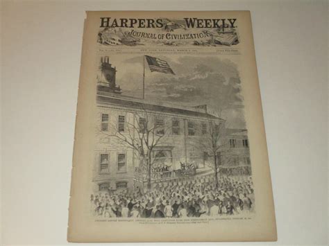 March 91861 Harpers Weekly President Lincoln Hoisting The American