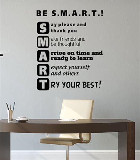 Be Smart Classroom Inspirational Quote Wall Decal Study Education