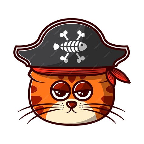 Premium Vector Creepy Cat Pirate Brave Pirate Cat Unique And Cute Concept