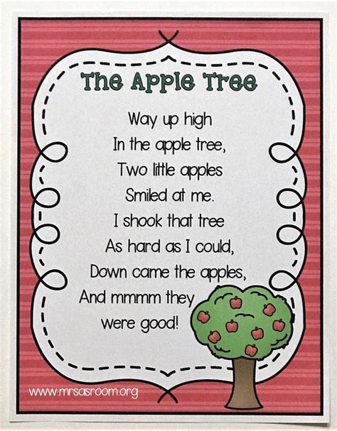 Preschool Poems Apple Preschool Preschool Apple Theme