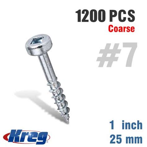 Kreg Pocket Hole Screws 1 7 Coarse Pan Head 1200ct Tools4wood