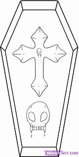 Coffin Draw Drawing Casket Step Cool Template Sketch Halloween Drawings Cartoon Cartoons Coloring Dragoart Tutorial Paintingvalley Trace sketch template