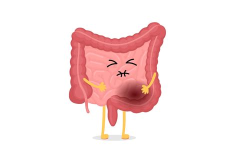 Sad Suffering Sick Intestine Pain Cartoon Character Abdominal Cavity