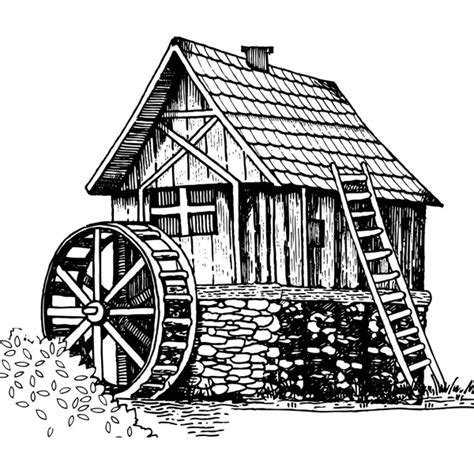 Old Water Mill Stock Vector Image By ©2v 59490005
