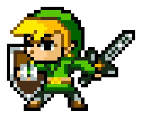 8 Bit Link Botw Grid Pixel Art Link Pixel Bit Zelda Game Characters