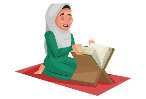 Best Premium Muslim Woman Is Reading The Quran Illustration Download In Png Vector Format