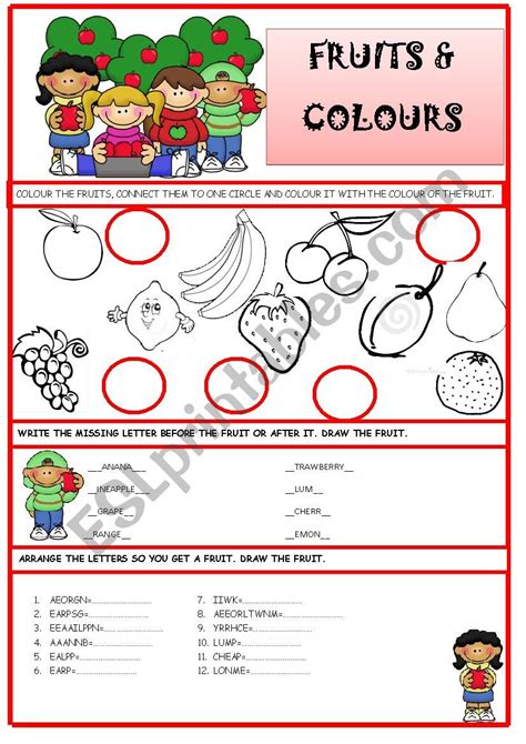Fruits And Colours Esl Worksheet By Cilkaz