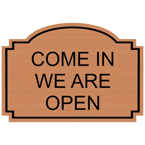 Come In We Are Open Engraved Sign Egre 17952 Blkoncpr