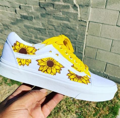 By Macscustomz82 In 2020 Painted Shoes Diy Vans Shoes High Tops Sunflower Vans