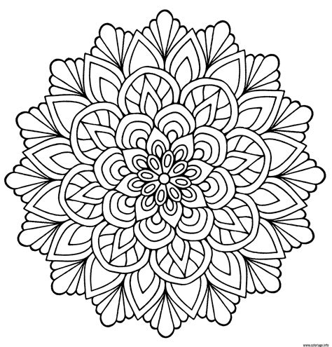 Coloriage Mandala Fleur Avec Feuilles Dessin Fleurs à Imprimer