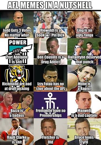 The home of australian rules football on reddit, including the australian football league and all other aspects of the game. AFL memes in a nutshell | KeMiKaL | Flickr