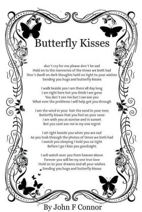 Butterfly Kisses A Grieving Poem Grieving Quotes Butterfly Quotes
