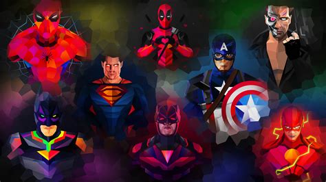 2560x1440 Marvel And Dc Low Poly Art 1440p Resolution Hd 4k Wallpapers Images Backgrounds