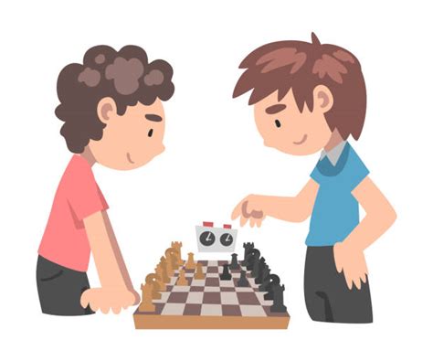 Two Kids Playing Chess Illustrations Royalty Free Vector Graphics