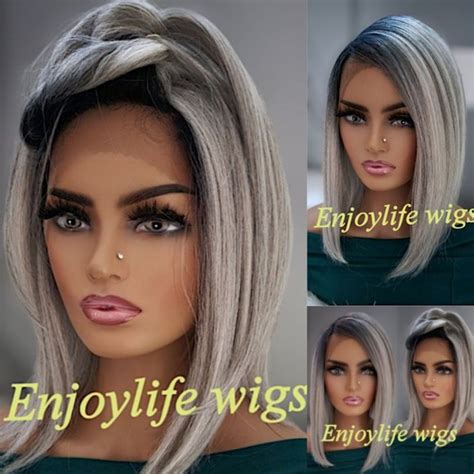 hair sexy salt and pepper grey black lace front bob wig poshmark