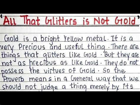 Essay On The Proverb All That Glitters Is Not Gold English Essay