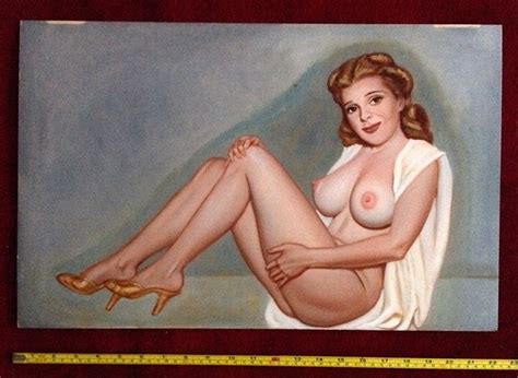 Nude Pinup Painting By Artist Harvey Higley Vintage Illustration Pinup