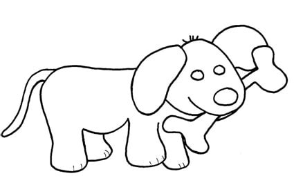 Disegni degli animali prestorici, dinosauri da stampare e colorare con pdf e puzzle gioco gratis. Cane con l'osso da colorare - Cose Per Crescere