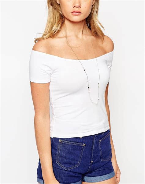 Asos The Off Shoulder Top With Short Sleeves In White Lyst