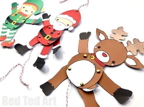 Paper Reindeer Puppet Template Red Ted Art Kids Crafts Paper