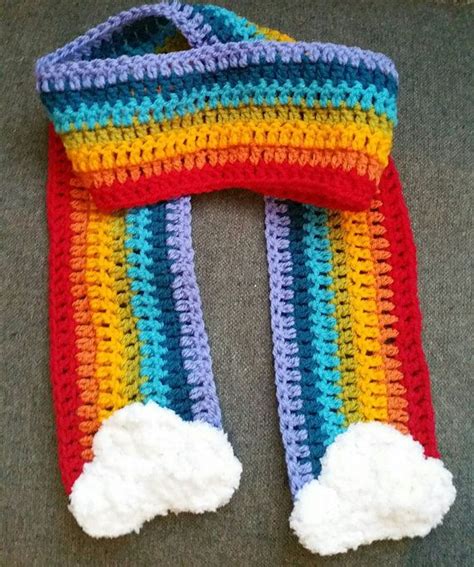 Crochet rainbow scarf. | Rainbow scarf, Crochet, Colorful scarf