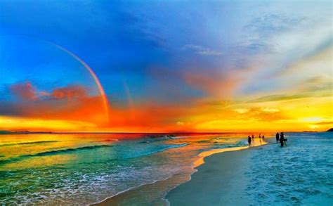 Rainbow Sunset Florida Beach Seascape Orange Blue By Eszra Tanner