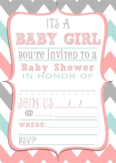 Girl Baby Shower Printable Invitations Free