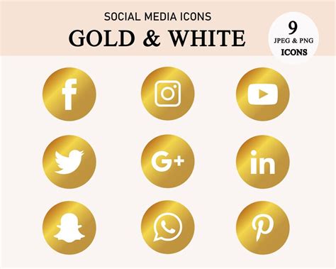 Gold Social Media Icons Png App Collection Instant Download Etsy