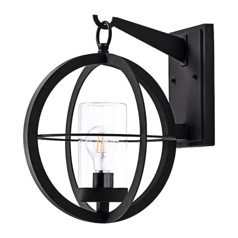C Cattleya 1 Light Black Outdoor Wall Lantern Sconce With Clear Glass