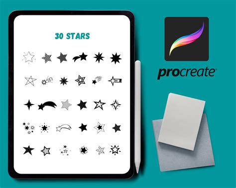 Procreate Stars Stamps L Procreate Shooting Star Brush Color Etsy