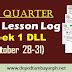 Week Rd Quarter Daily Lesson Log Dll October Deped